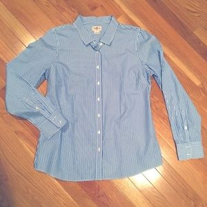 J Crew Ladies Blue and White button down shirt
